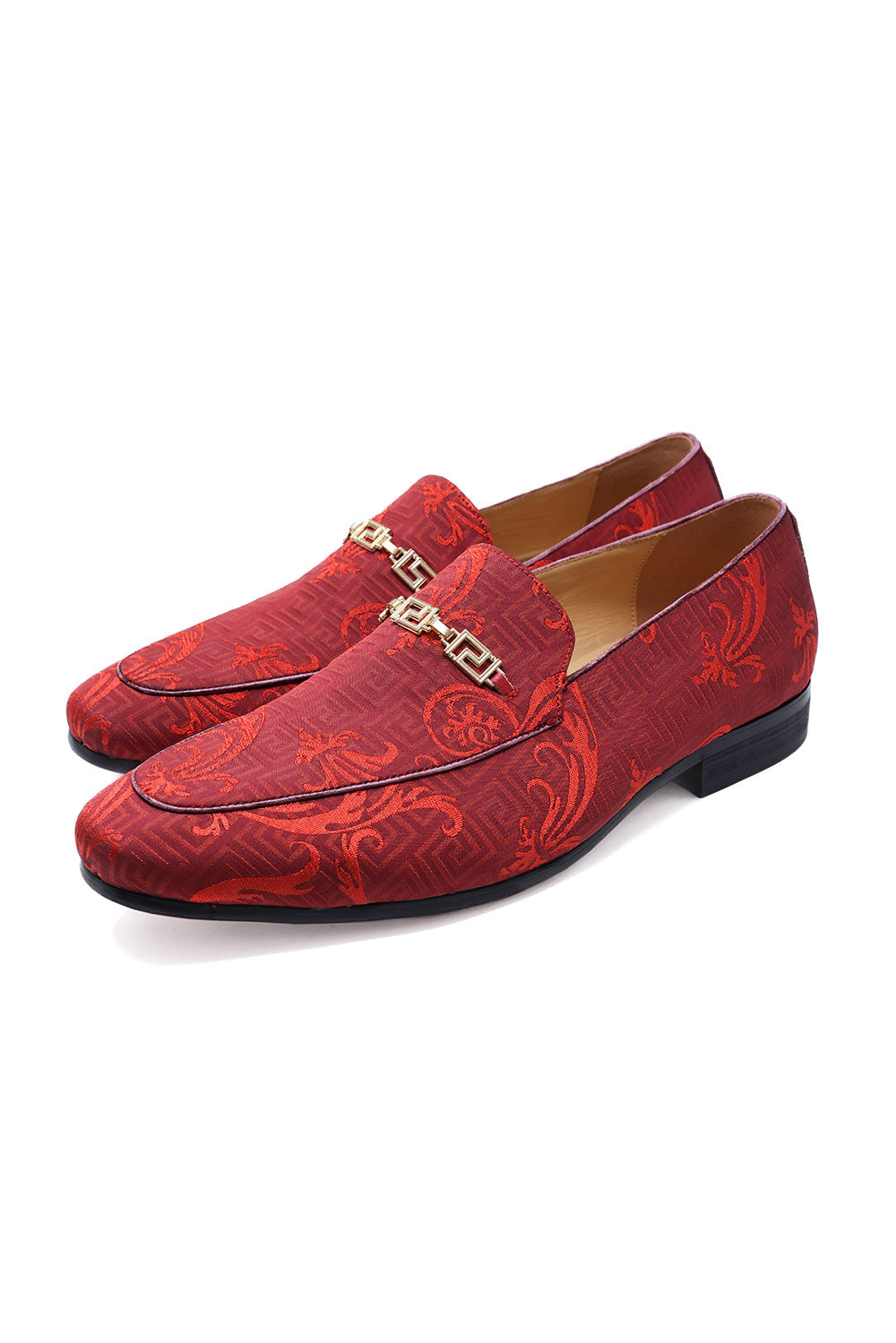 BARABAS Men's Greek Pattern Floral  Baroque Prom Dress Shoes SH3100 red