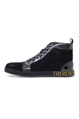 Barabas Men's Rhinestone Grandeur Greek Design High Top Sneakers SH722