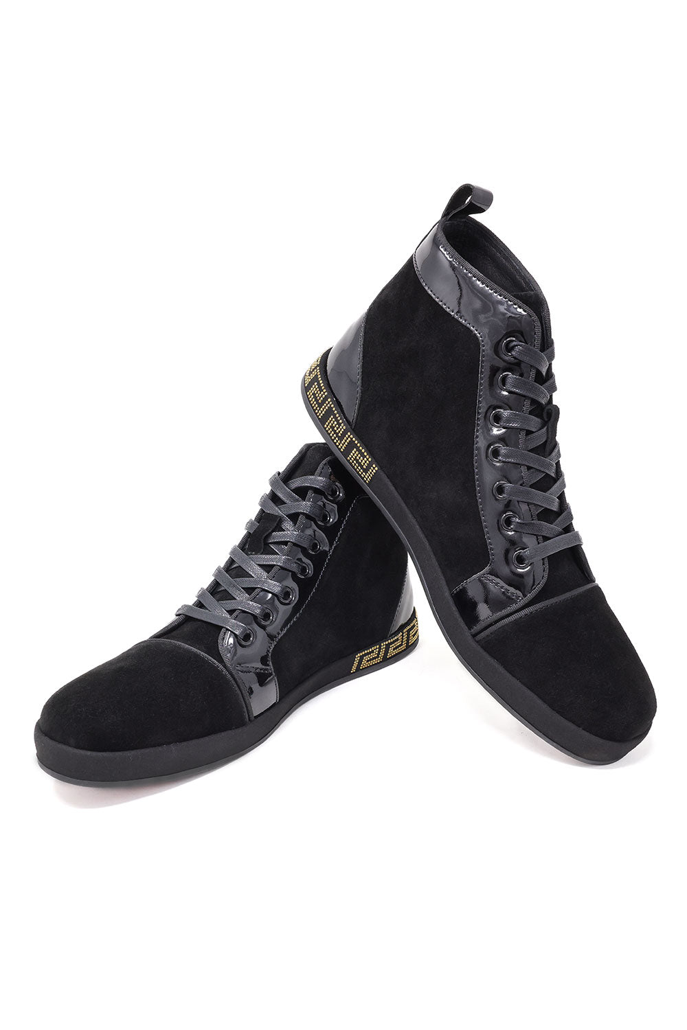 Barabas Men's Rhinestone Grandeur Greek Design High Top Sneakers SH722