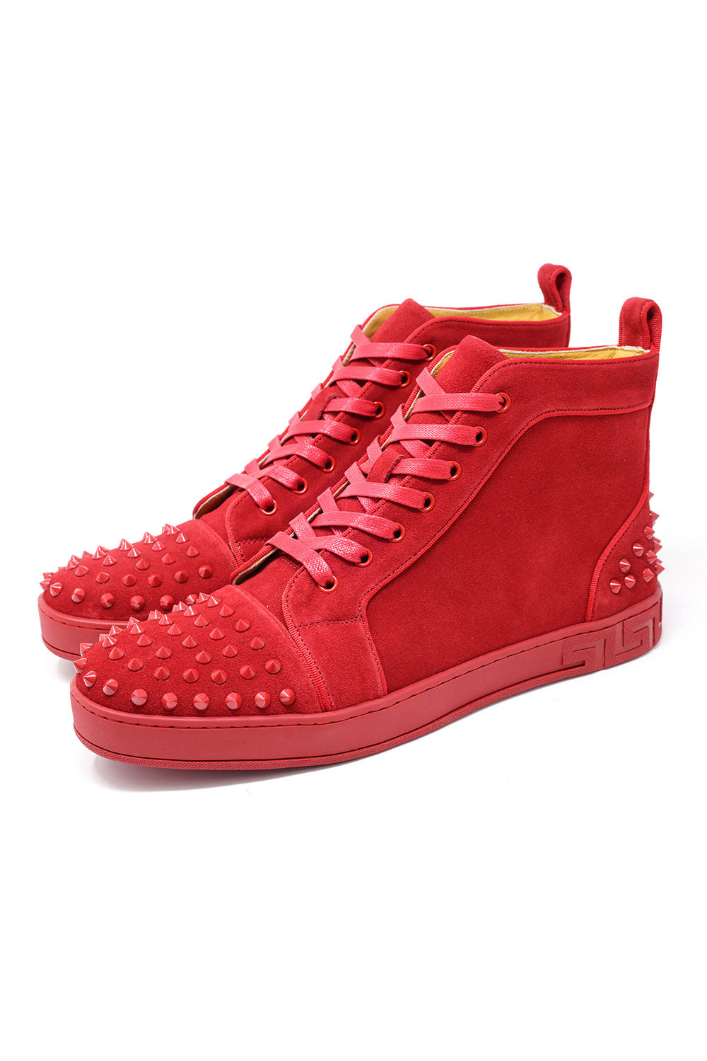 Barabas Men's Spike Design Luxury Suede High-Top Sneaker SH732 Scarlet