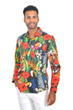 Barabas men multi color floral tiger toucan printed dress shirt SP212