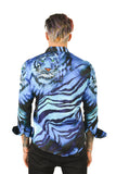 BARABAS Men's Rhinestone Tiger Scratch Prints Long Sleeve Shirt SPR11