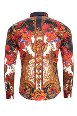 BARABAS Men's Rhinestone Printed Medusa Baroque Luxury Shirts SPR262