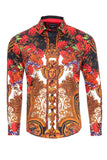 BARABAS Men's Rhinestone Printed Medusa Baroque Luxury Shirts SPR262