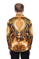 BARABAS Men's Medusa Floral Printed Baroque Button Down Shirt SPR265