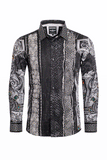 BARABAS Men's Black Snake Greek Pattern Rhinestone dress Shirts SPR962 Black