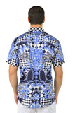 BARABAS Men's checkered chain graphic short sleeve shirt SS02 white