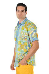 Barabas Men's Baroque Medusa Floral Short Sleeve Shirts SS13