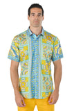 Barabas Men's Baroque Medusa Floral Short Sleeve Shirts SS13