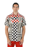 Barabas Men's Baroque Checkered Plaid Short Sleeve Shirts SS20