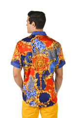 BARABAS Men's Floral Greek Pattern Baroque Short Sleeve Shirt SSR01