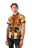 BARABAS Men's Floral Greek Pattern Baroque Short Sleeve Shirt SSR01