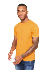 BARABAS Men's Basic Solid Color Crew-neck T-shirts ST933 mustard