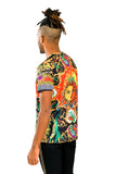 Barabas Men's Printed Sun Floral Multicolor Crew Neck T-Shirt STP3000 Royal