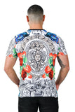 Barabas Men's Rhinestone Medusa Floral Crew Neck T-Shirt STP3003