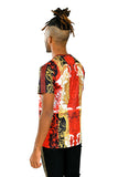 Barabas Men's Rhinestone Medusa Greek Pattern Floral T-Shirt STP3004 Red