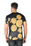 Barabas Men Medusa Greek Key Pattern Baroque Crew Neck T-Shirt STP3005