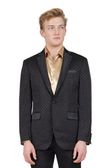 BARABAS Men's Geometric Luxury Design Black Signature Blazer SU126 Black Gold