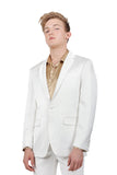 BARABAS Men's Geometric Luxury Design Black Signature Blazer SU126 White Gold