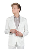 BARABAS Men's Geometric Luxury Design Black Signature Blazer SU126 White Silver