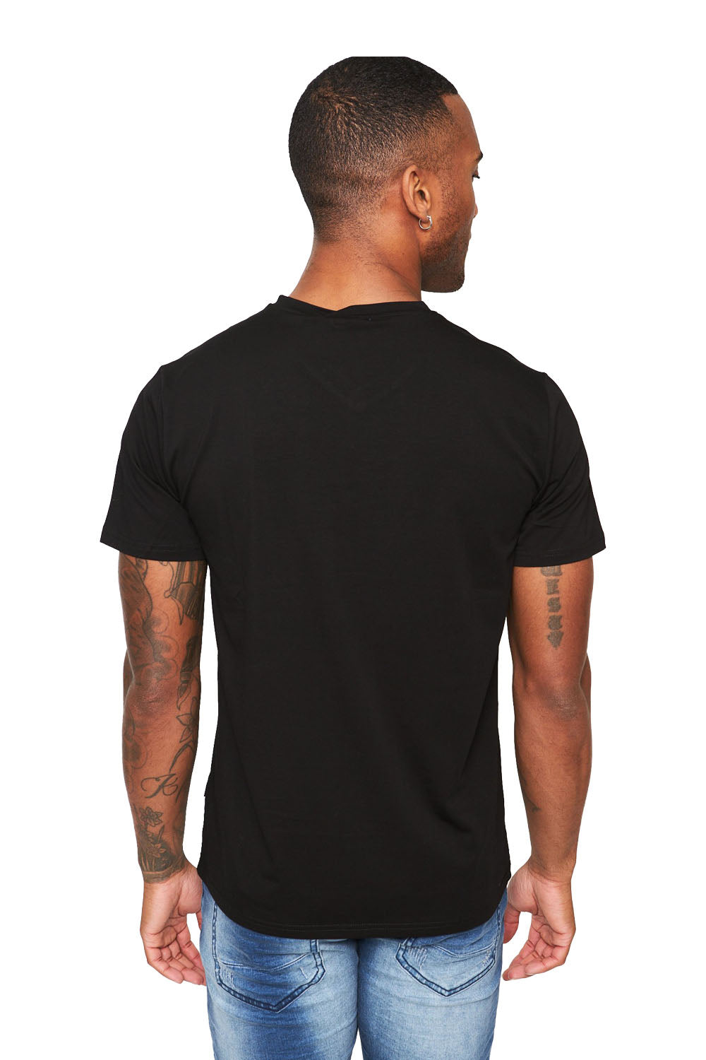 BARABAS Men's Solid Color V-neck T-shirts VTV216  Black