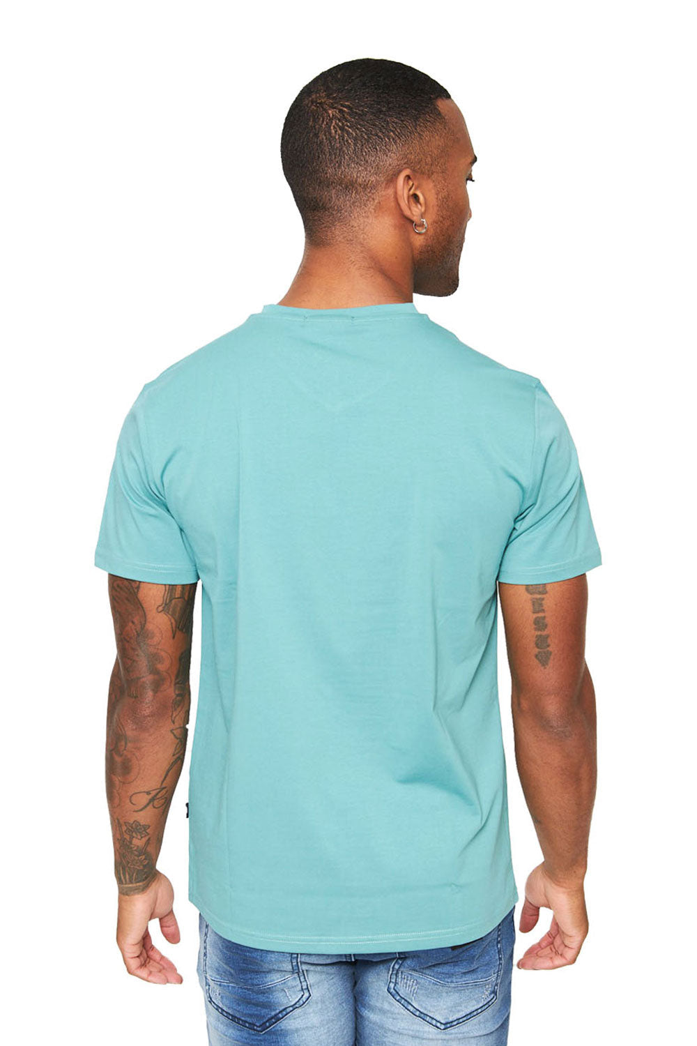 BARABAS Men's Solid Color V-neck T-shirts VTV216  green
