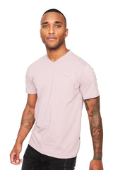 BARABAS Men's Solid Color V-neck T-shirts VTV216 Purple