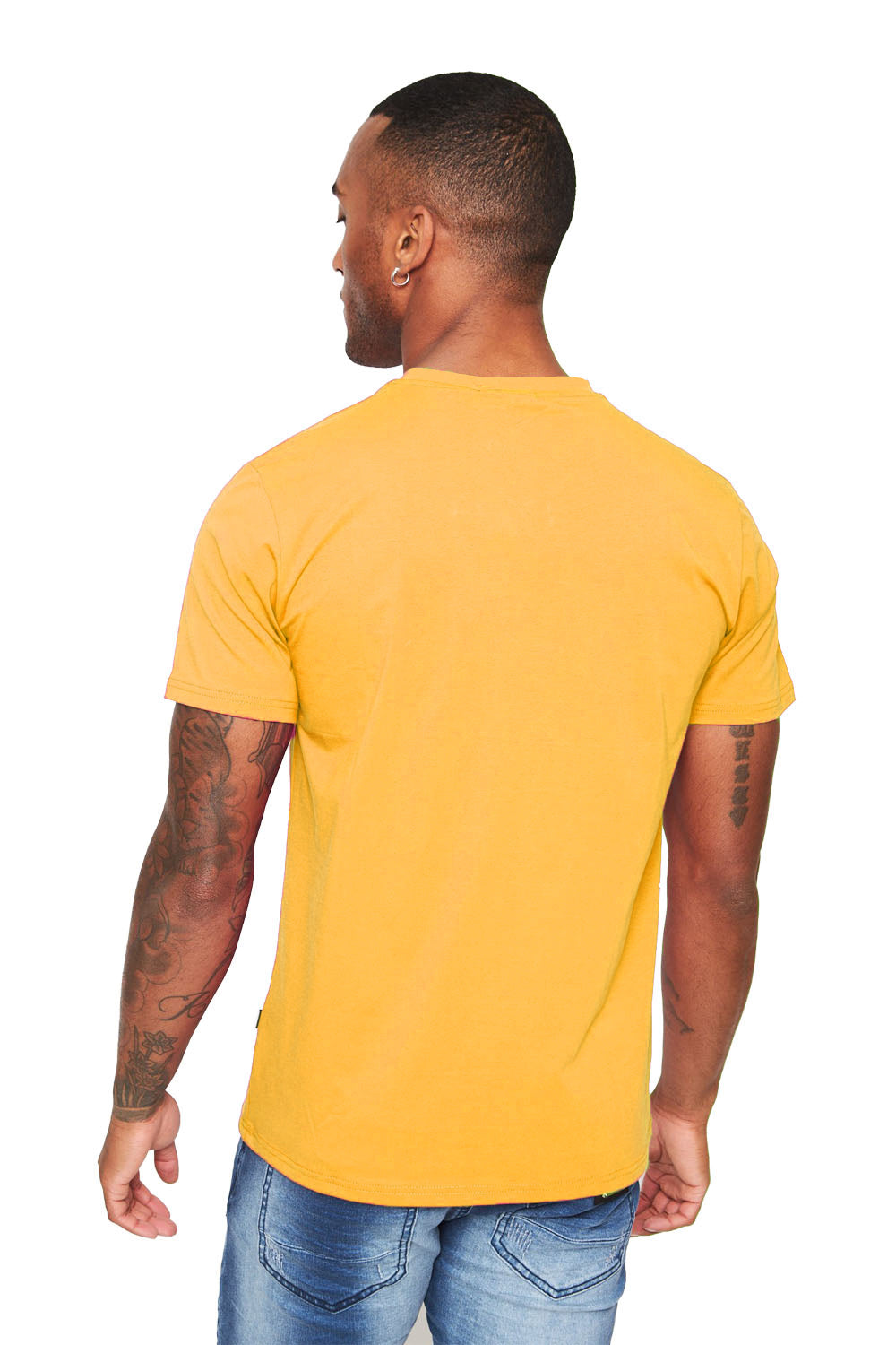 BARABAS Men's Solid Color V-neck T-shirts VTV216  Yellow