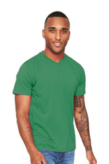 BARABAS Men's Solid Color V-neck T-shirts VTV216 Green