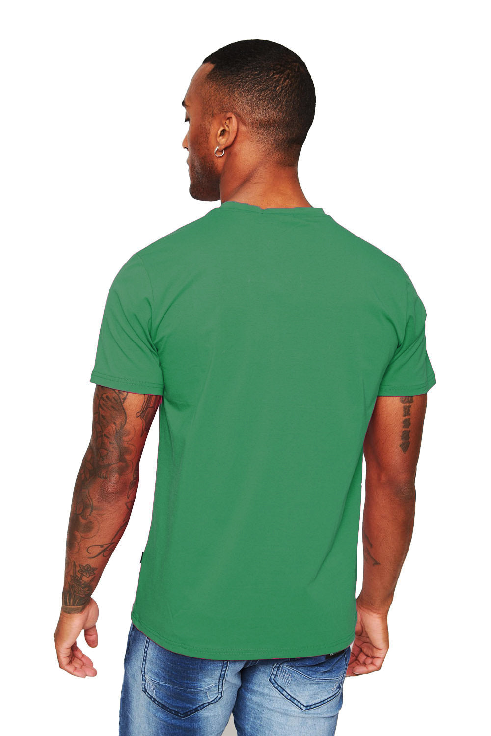 BARABAS Men's Solid Color V-neck T-shirts VTV216 Green