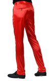 BARABAS Men's Solid Color Shiny Chino Pants VP1010 Red